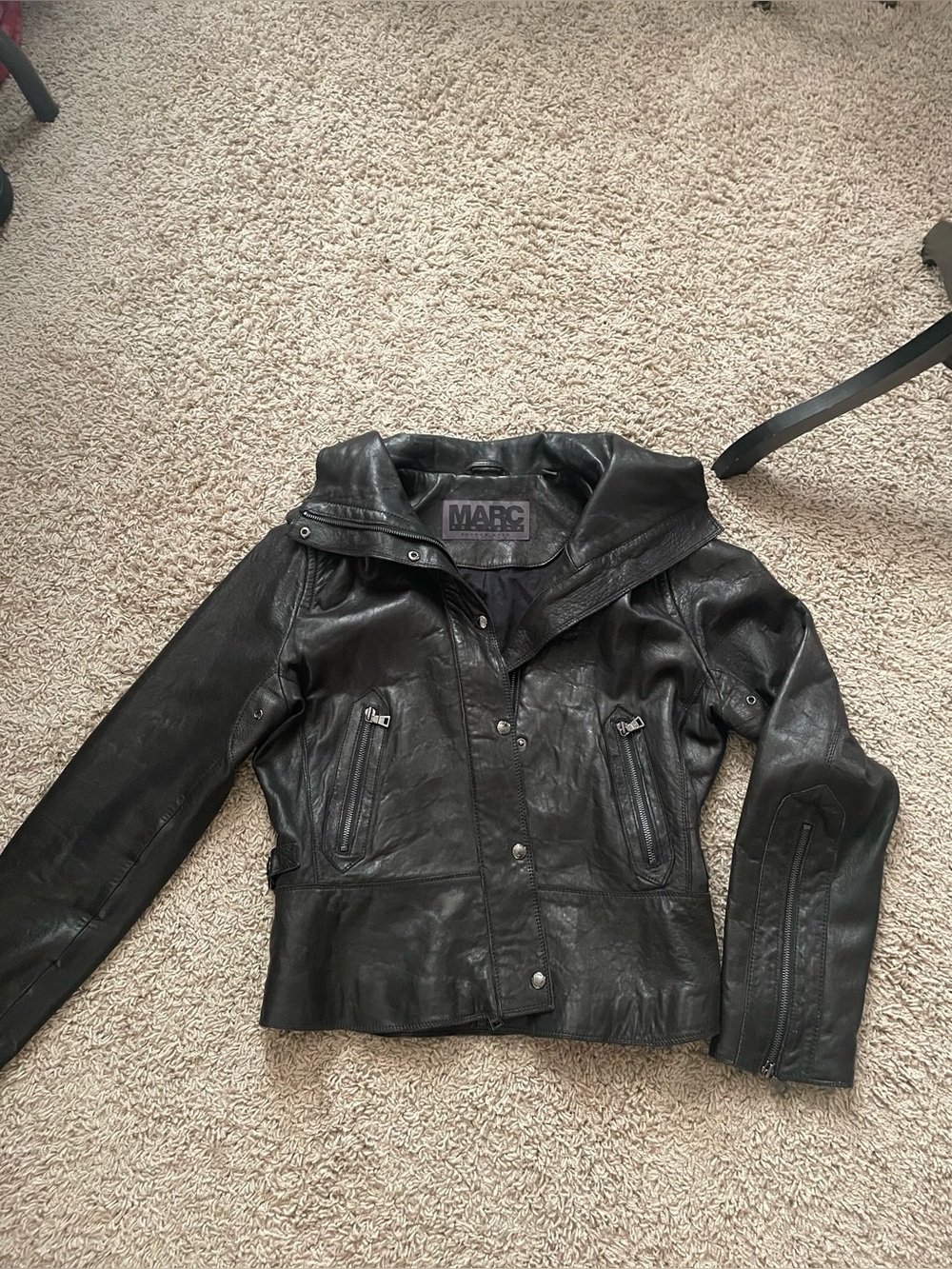 Marc New York Leather Motorcycle Style Jacket in Sz M in gently used condition